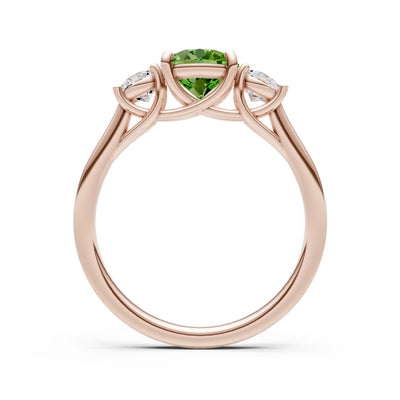 Peridot Three Round Cut Stone Ring
