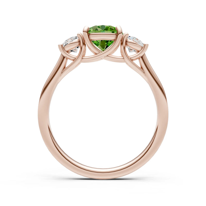 Peridot Three Round Cut Stone Ring