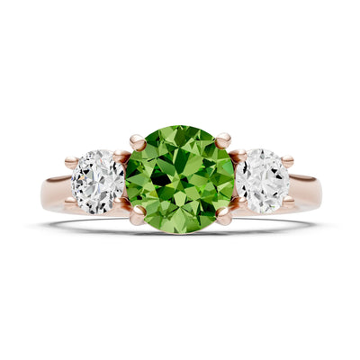Three Round Cut Gemstone Gold Ring