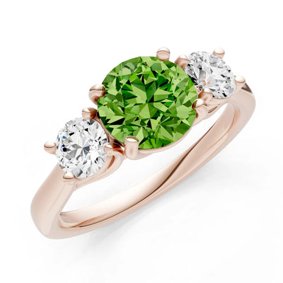 Peridot Three Round Cut Stone Ring