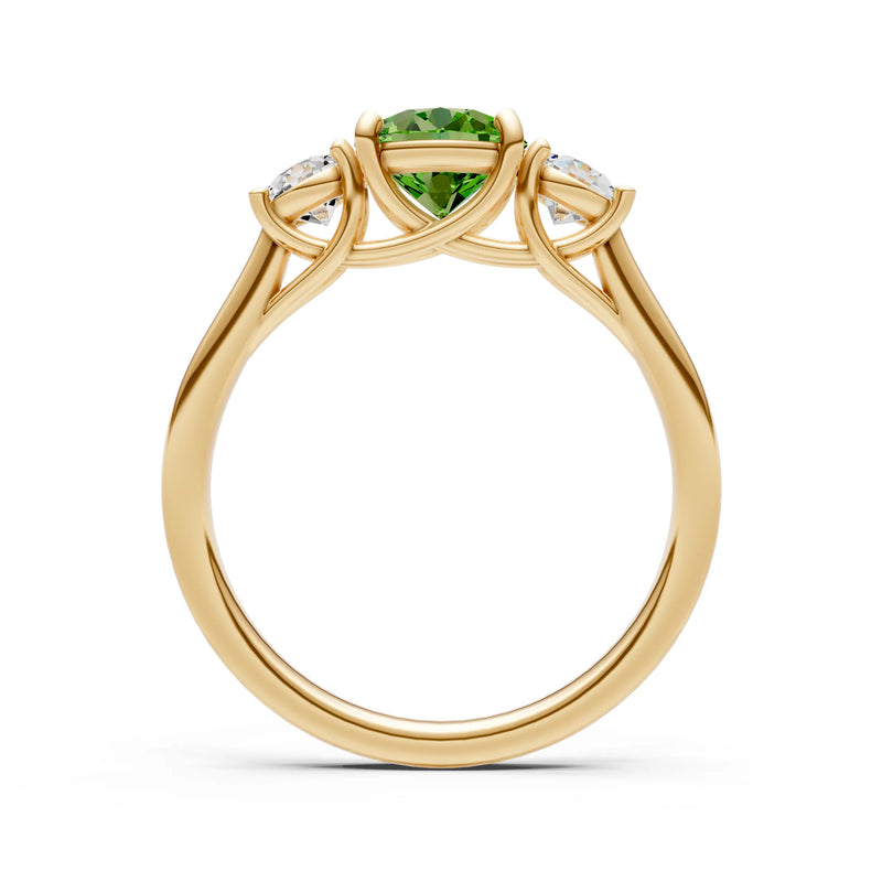 Three Round Cut Gemstone Gold Ring