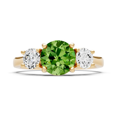 Three Round Cut Gemstone Gold Ring