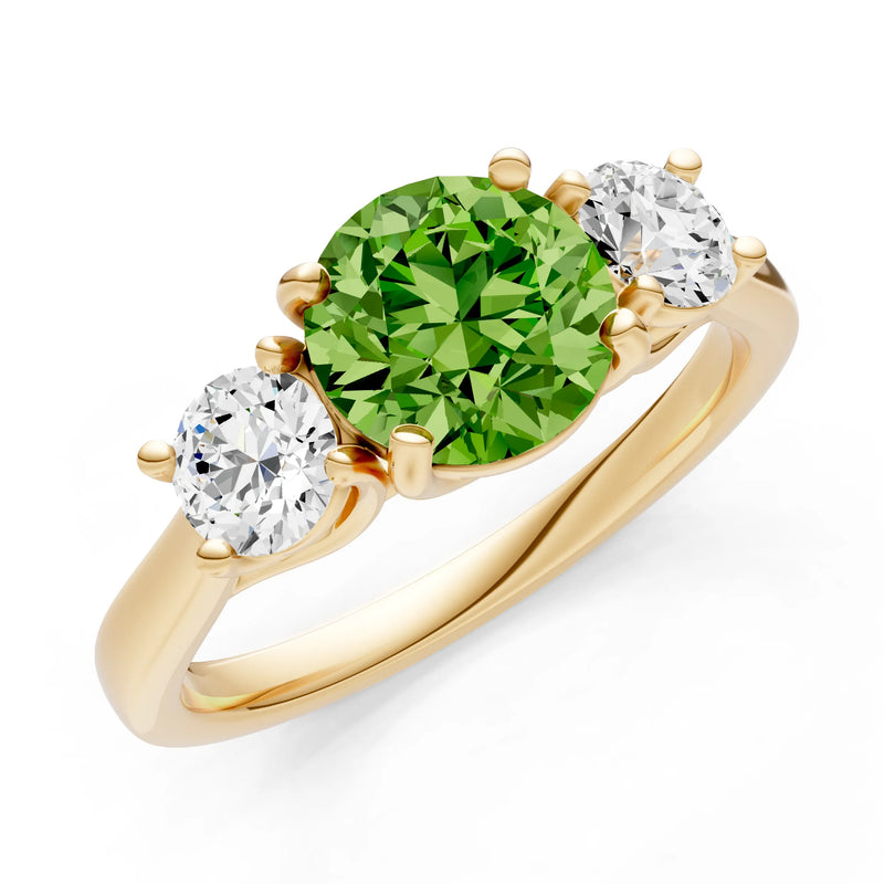 Three Round Cut Gemstone Gold Ring