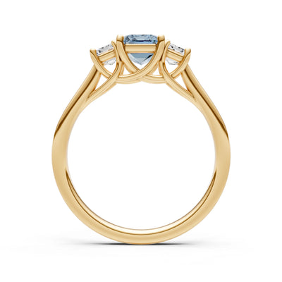 Aquamarine Three Emerald Cut Stone Ring