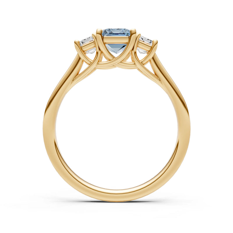 Aquamarine Three Emerald Cut Stone Ring