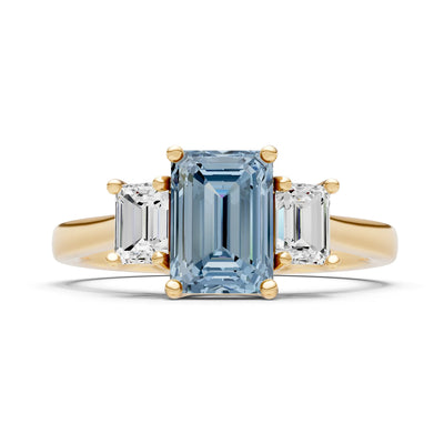 Aquamarine Three Emerald Cut Stone Ring