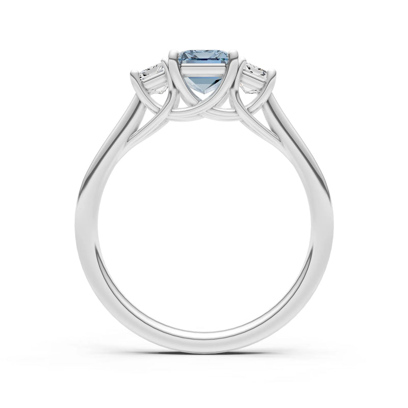 Aquamarine Three Emerald Cut Stone Ring