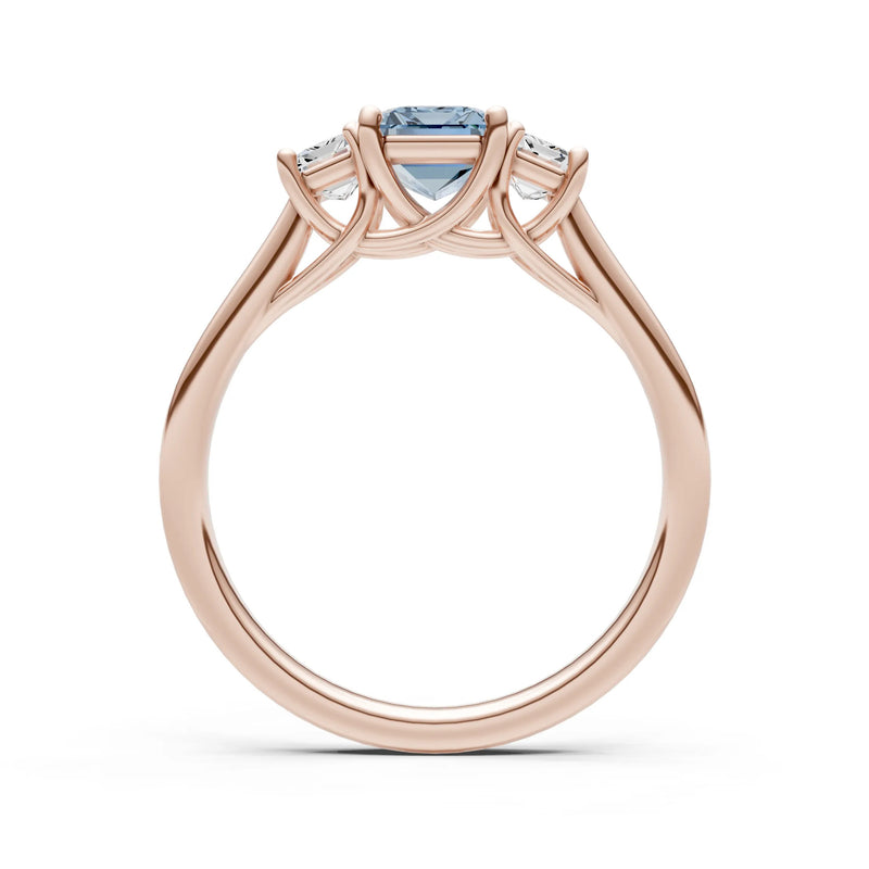 Aquamarine Three Emerald Cut Stone Ring