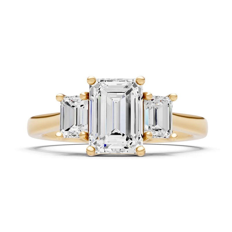 Diamond Three Emerald Cut Stone Ring