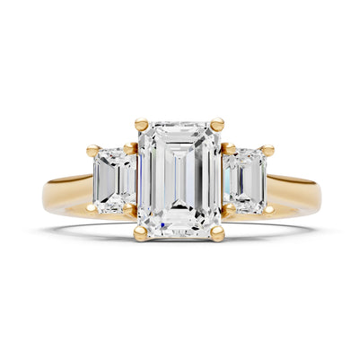 Three Emerald Cut Gemstone Gold Ring