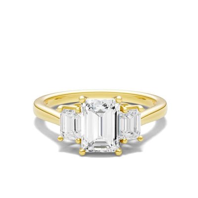 Diamond Three Emerald Cut Stone Ring