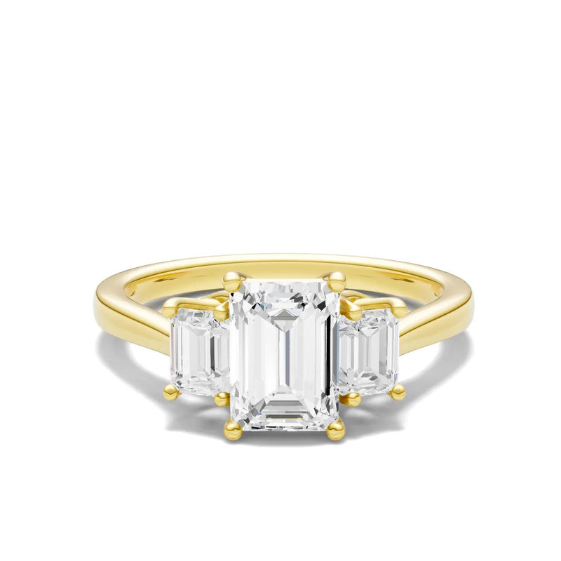 Diamond Three Emerald Cut Stone Ring
