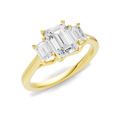 Diamond Three Emerald Cut Stone Ring