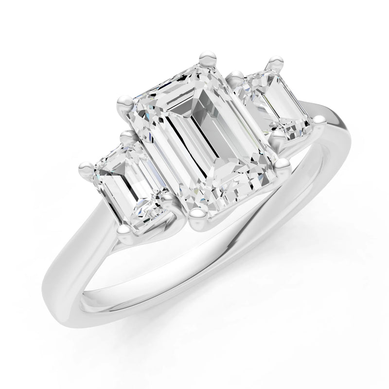 Three Emerald Cut Gemstone Gold Ring