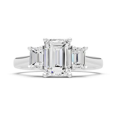 Diamond Three Emerald Cut Stone Ring