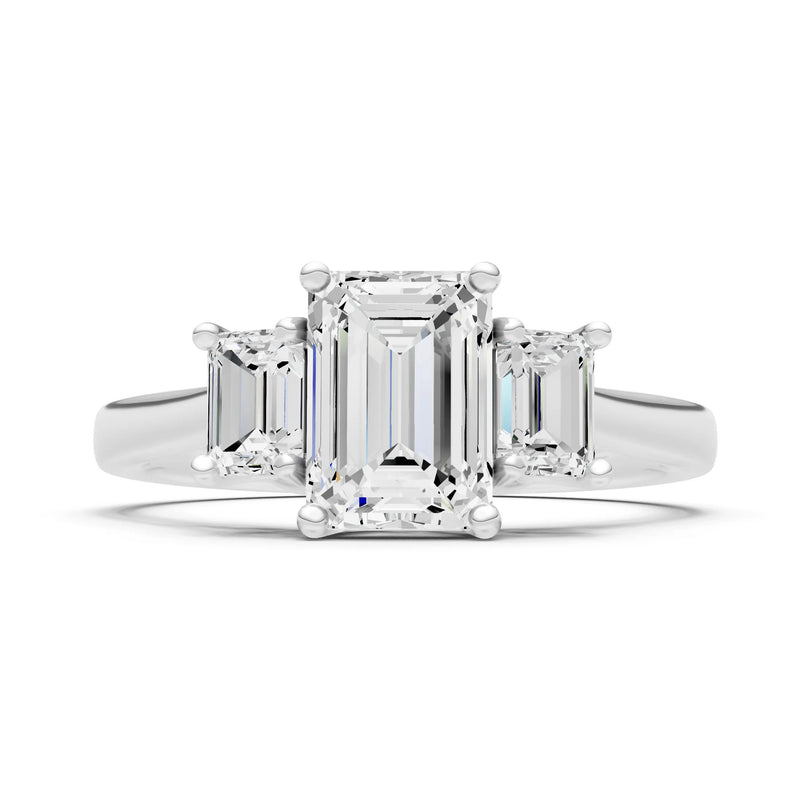 Diamond Three Emerald Cut Stone Ring
