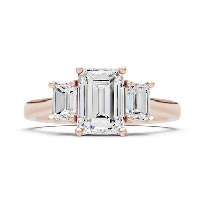 Diamond Three Emerald Cut Stone Ring