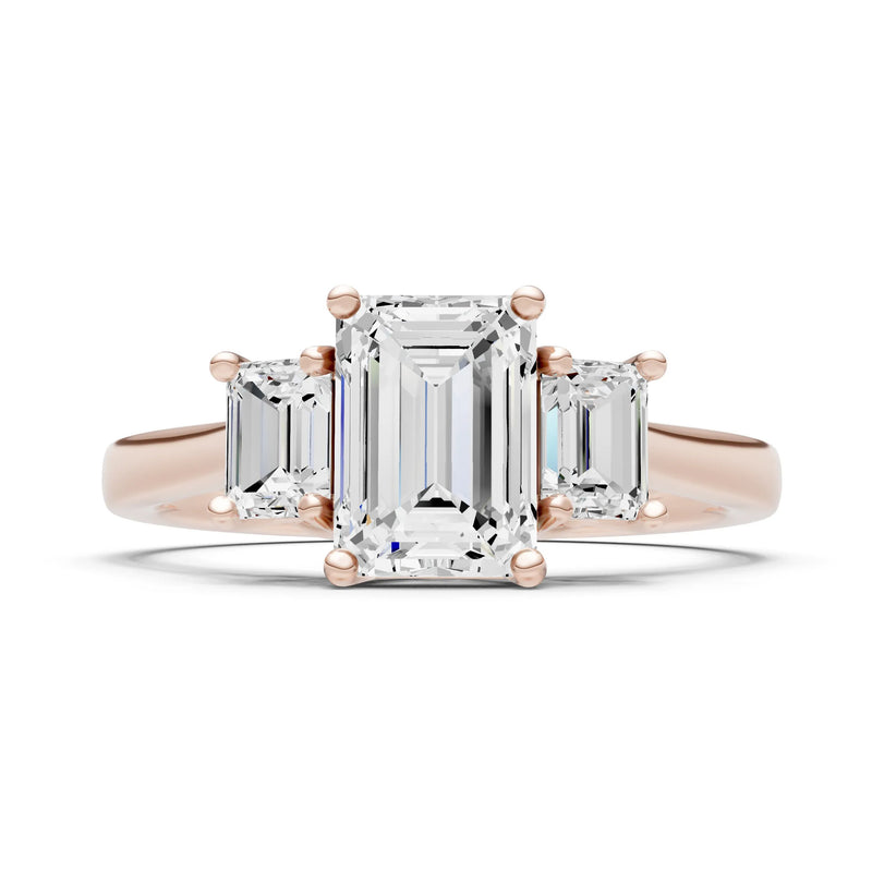 Diamond Three Emerald Cut Stone Ring