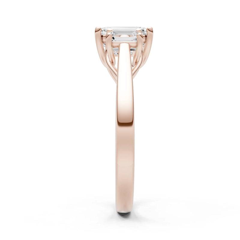 Diamond Three Emerald Cut Stone Ring