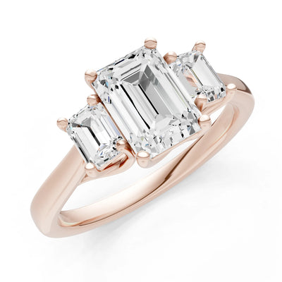 Diamond Three Emerald Cut Stone Ring
