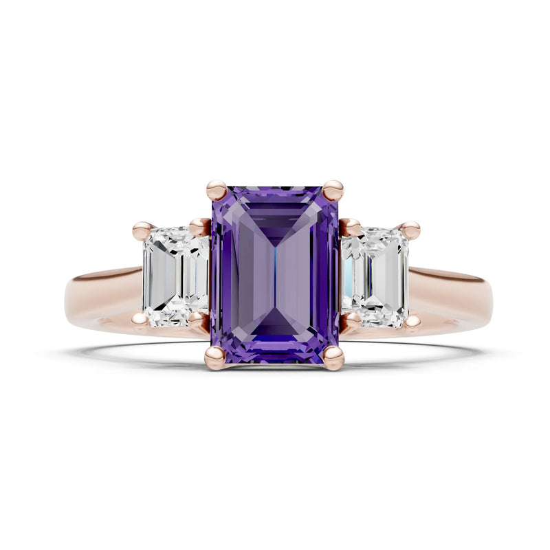 Three Emerald Cut Gemstone Gold Ring