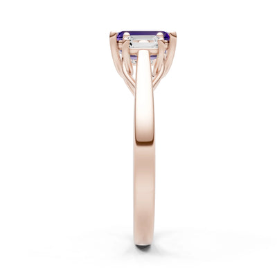 Three Emerald Cut Gemstone Gold Ring