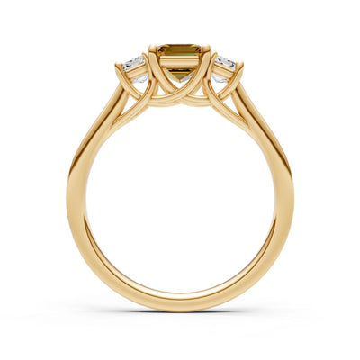 Citrine Three Emerald Cut Stone Ring