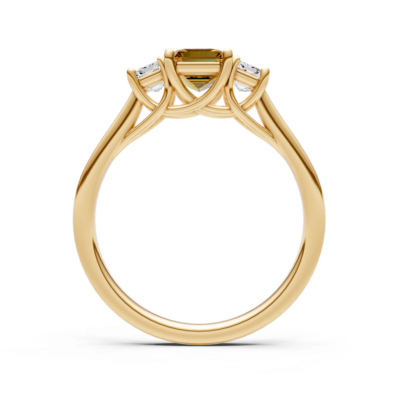 Citrine Three Emerald Cut Stone Ring