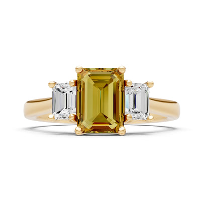 Citrine Three Emerald Cut Stone Ring
