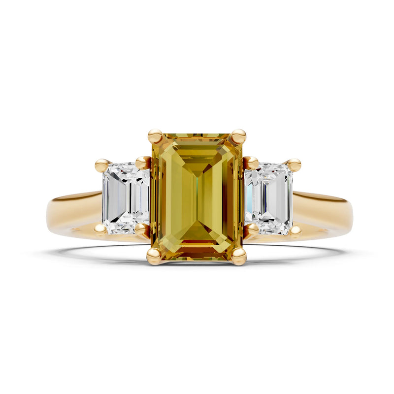 Citrine Three Emerald Cut Stone Ring