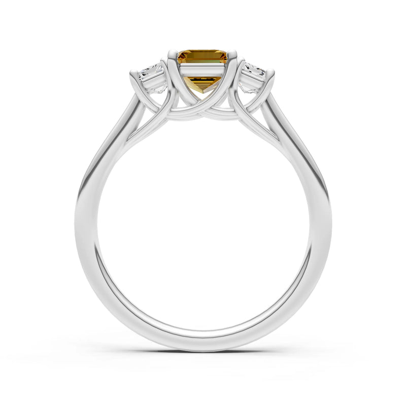 Three Emerald Cut Gemstone Gold Ring
