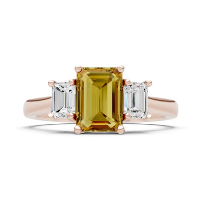 Three Emerald Cut Gemstone Gold Ring
