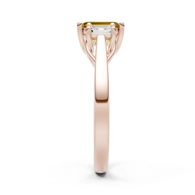 Three Emerald Cut Gemstone Gold Ring
