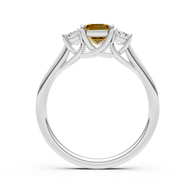 Citrine Three Emerald Cut Stone Ring