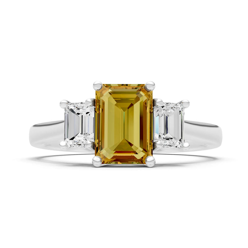 Citrine Three Emerald Cut Stone Ring