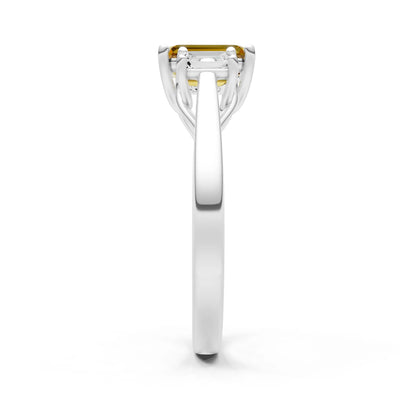 Citrine Three Emerald Cut Stone Ring