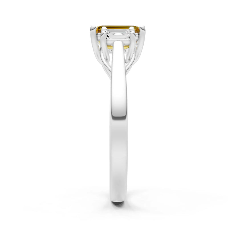 Citrine Three Emerald Cut Stone Ring