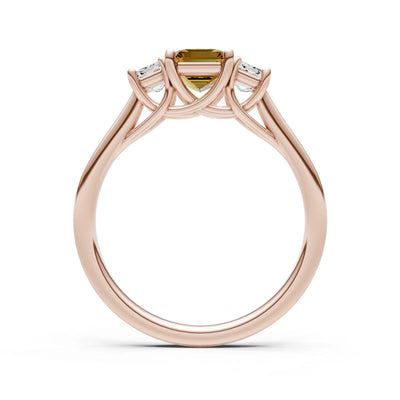 Citrine Three Emerald Cut Stone Ring