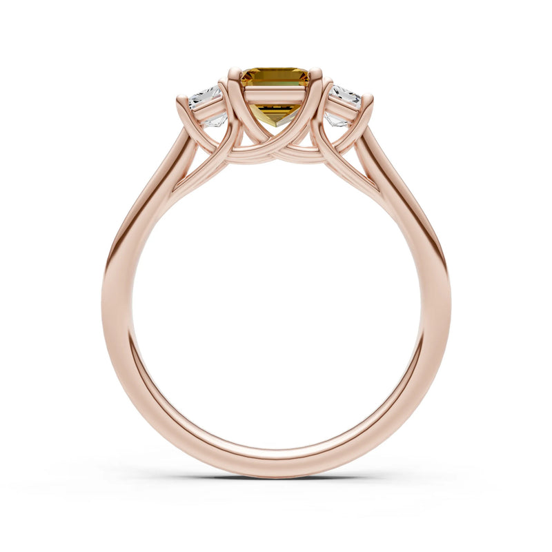Citrine Three Emerald Cut Stone Ring