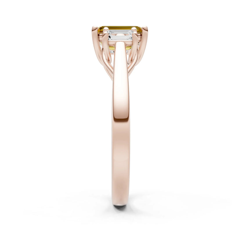 Citrine Three Emerald Cut Stone Ring