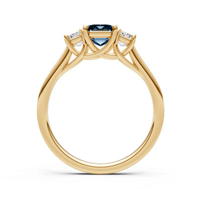 Three Emerald Cut Gemstone Gold Ring
