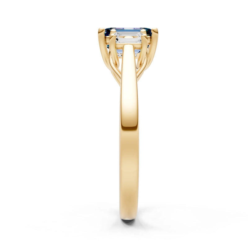 Alexandrite Three Emerald Cut Stone Ring