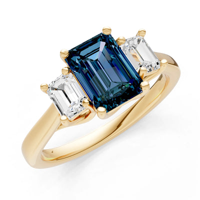 Alexandrite Three Emerald Cut Stone Ring