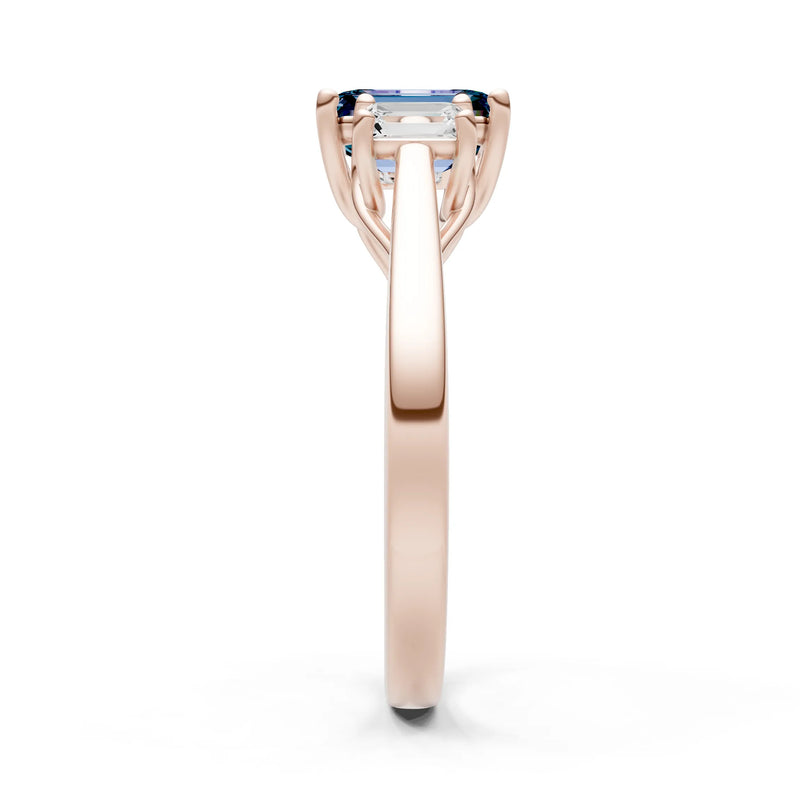 Three Emerald Cut Gemstone Gold Ring