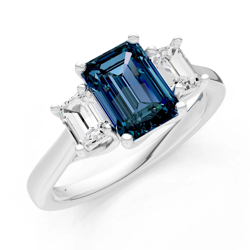 Alexandrite Three Emerald Cut Stone Ring