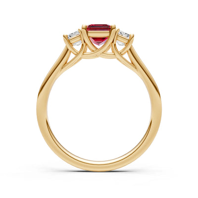 Ruby Three Emerald Cut Stone Ring