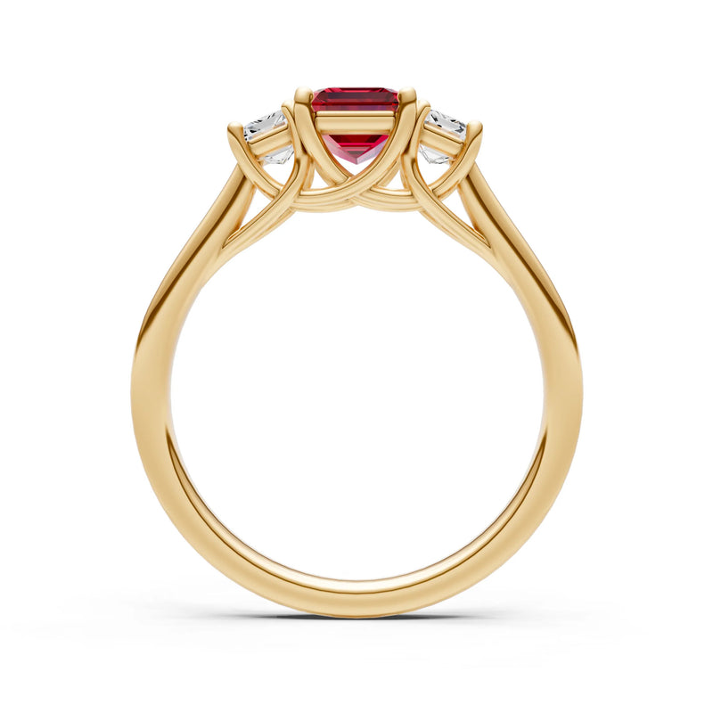 Ruby Three Emerald Cut Stone Ring