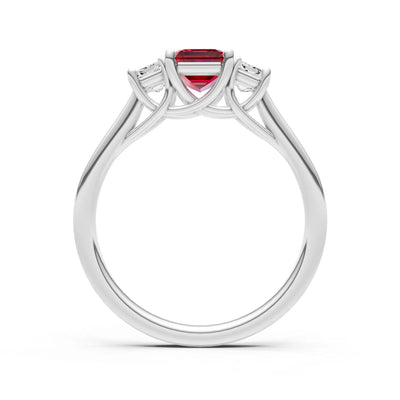 Ruby Three Emerald Cut Stone Ring