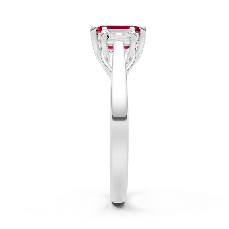 Ruby Three Emerald Cut Stone Ring