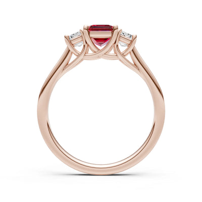 Ruby Three Emerald Cut Stone Ring